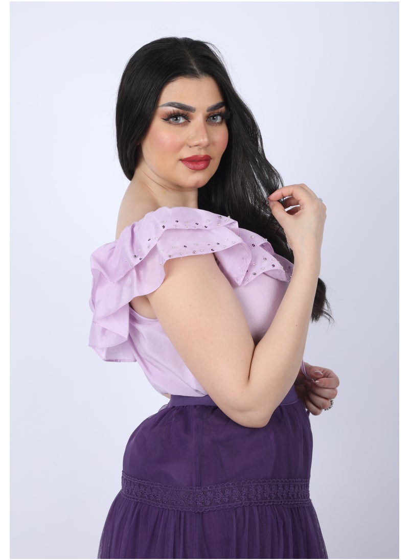 FULL JOY - Two-piece set, Violet  blouse and Purple  tulle skirt - Image 1