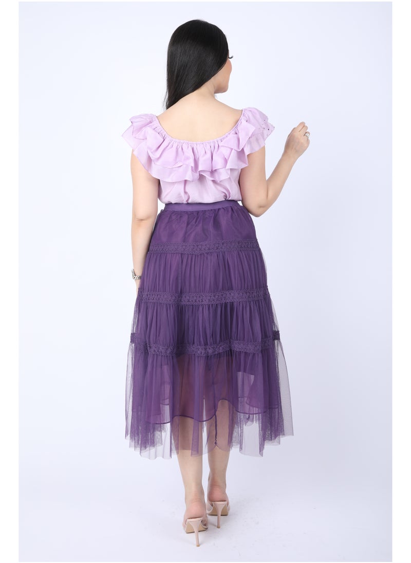 FULL JOY - Two-piece set, Violet  blouse and Purple  tulle skirt - Image 1