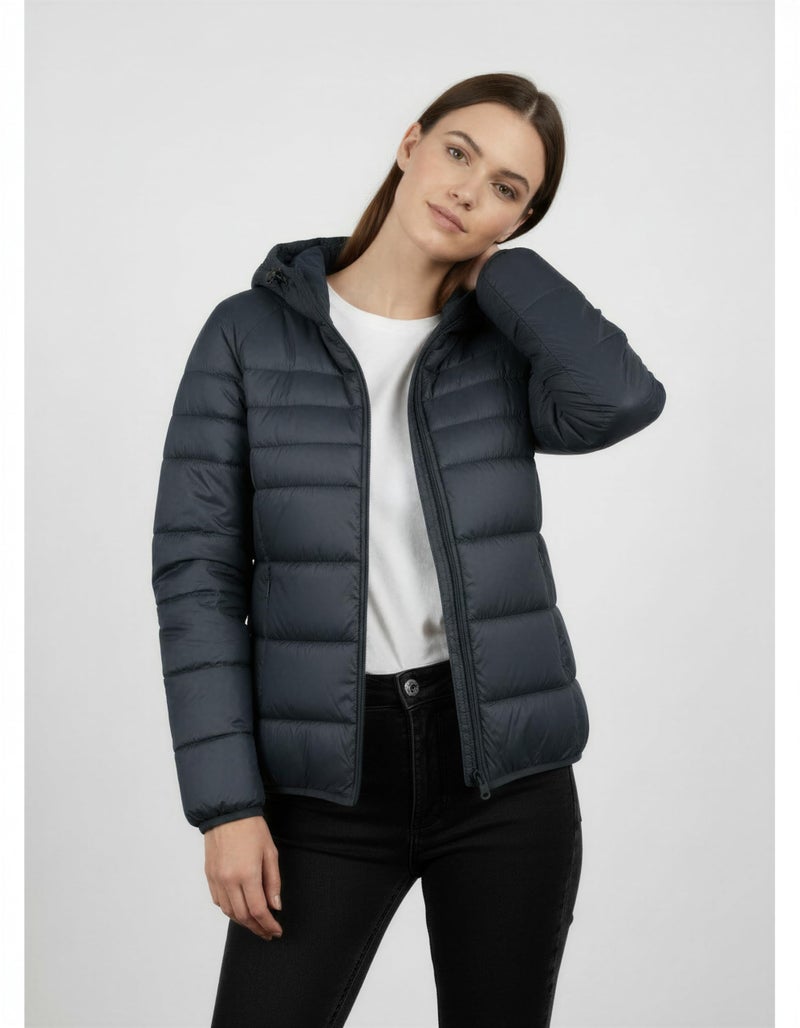 Fyltr Women's Puffer Jacket with Hoodie, Navy, L - Image 5