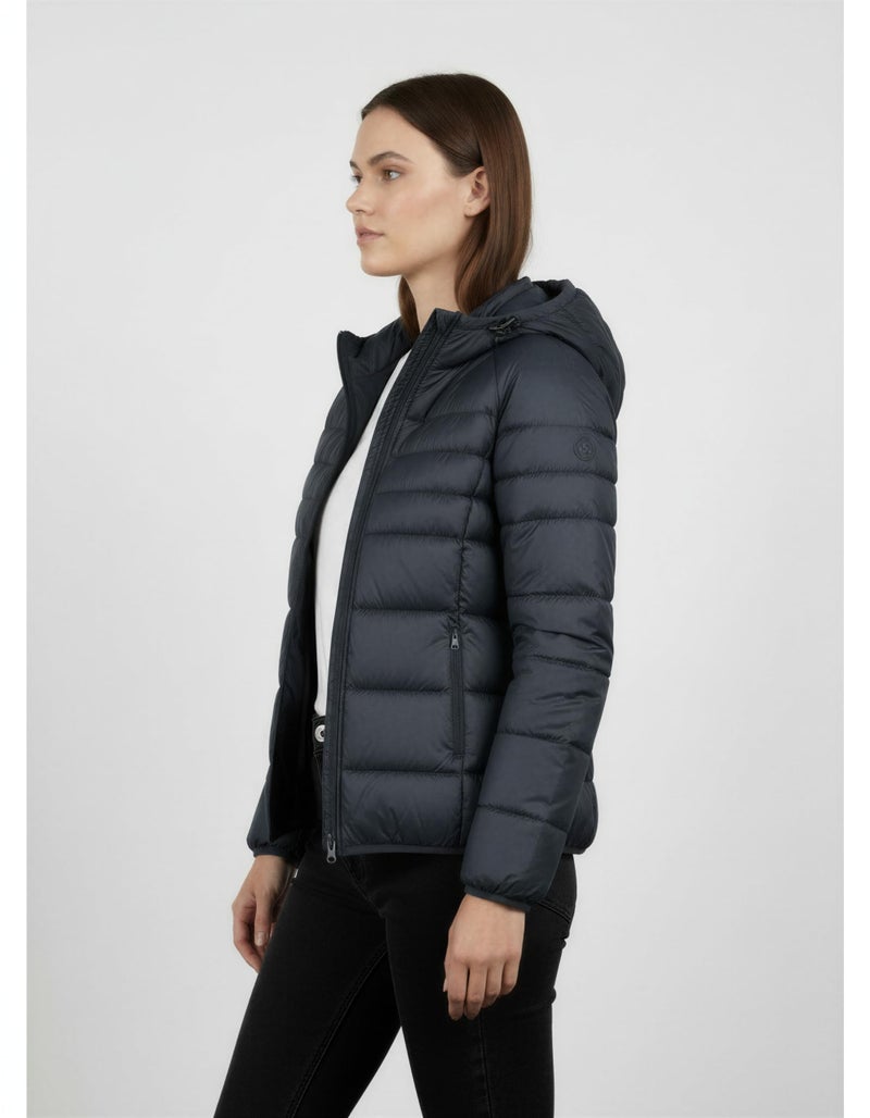 Fyltr Women's Puffer Jacket with Hoodie, Navy, L - Image 2