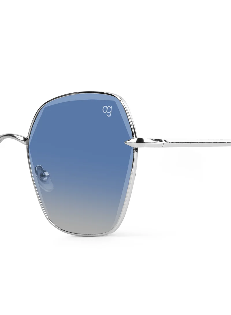 Woggles Latest & Stylish UV Protected Blue Hexagonal Sunglasses for Women