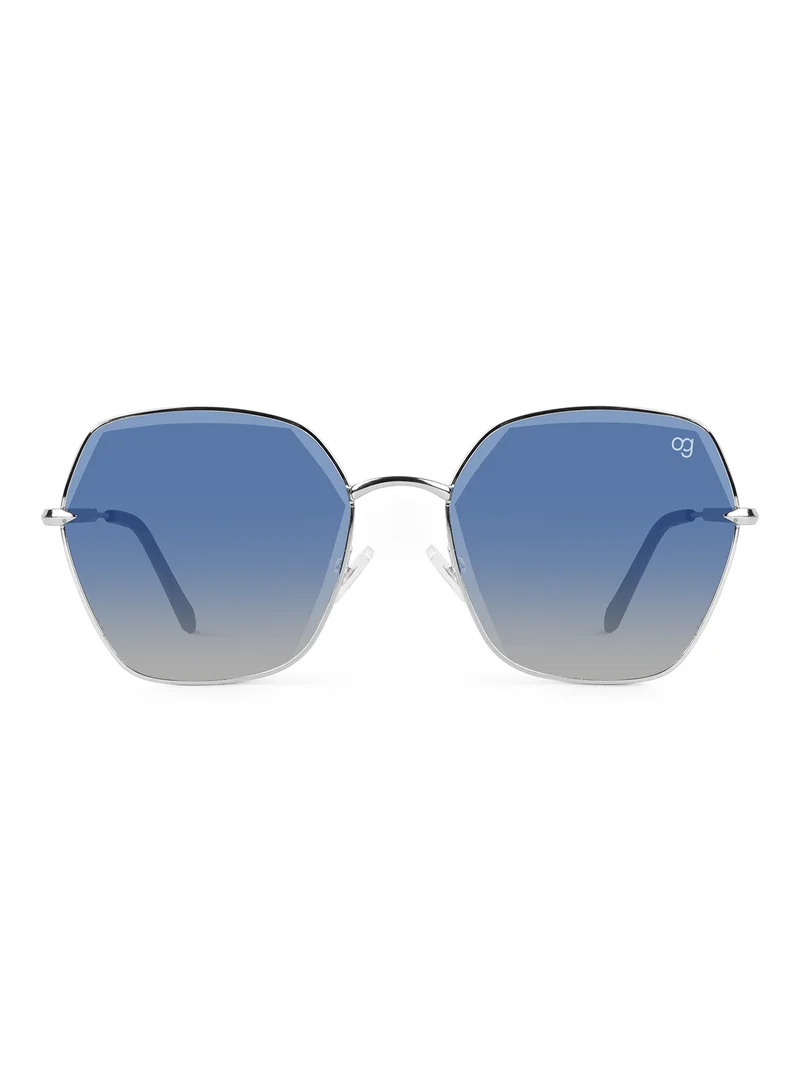 Woggles Latest & Stylish UV Protected Blue Hexagonal Sunglasses for Women