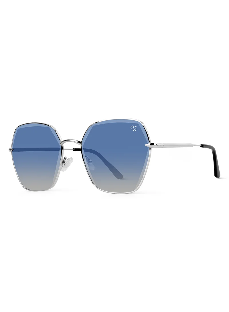 Woggles Latest & Stylish UV Protected Blue Hexagonal Sunglasses for Women