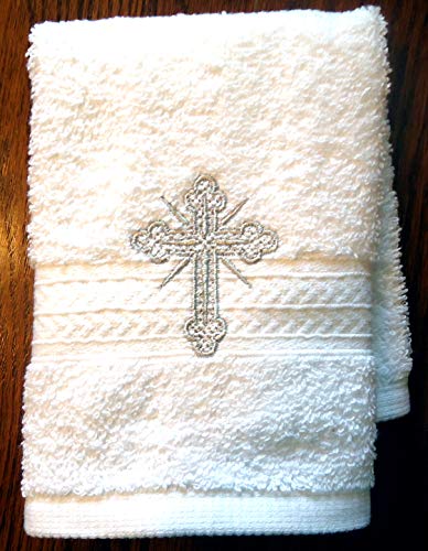 Integrity Designs Baptism/Christening Cloth with Elegant Silver Cross Embroidery for Baby Boy or Girl - Image 3
