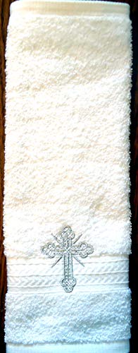 Integrity Designs Baptism/Christening Cloth with Elegant Silver Cross Embroidery for Baby Boy or Girl - Image 2