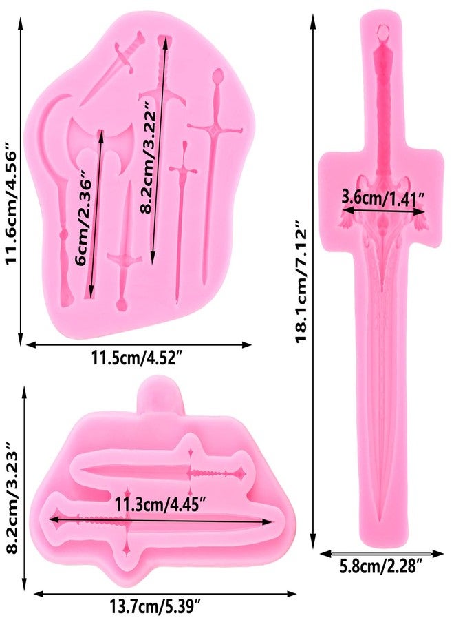 Mujiang Sword Silicone Molds Knife Axe Fondant Molds For Cake Decorating Chocolate Gum Paste Candy Polymer Clay Set Of 3 - Image 2
