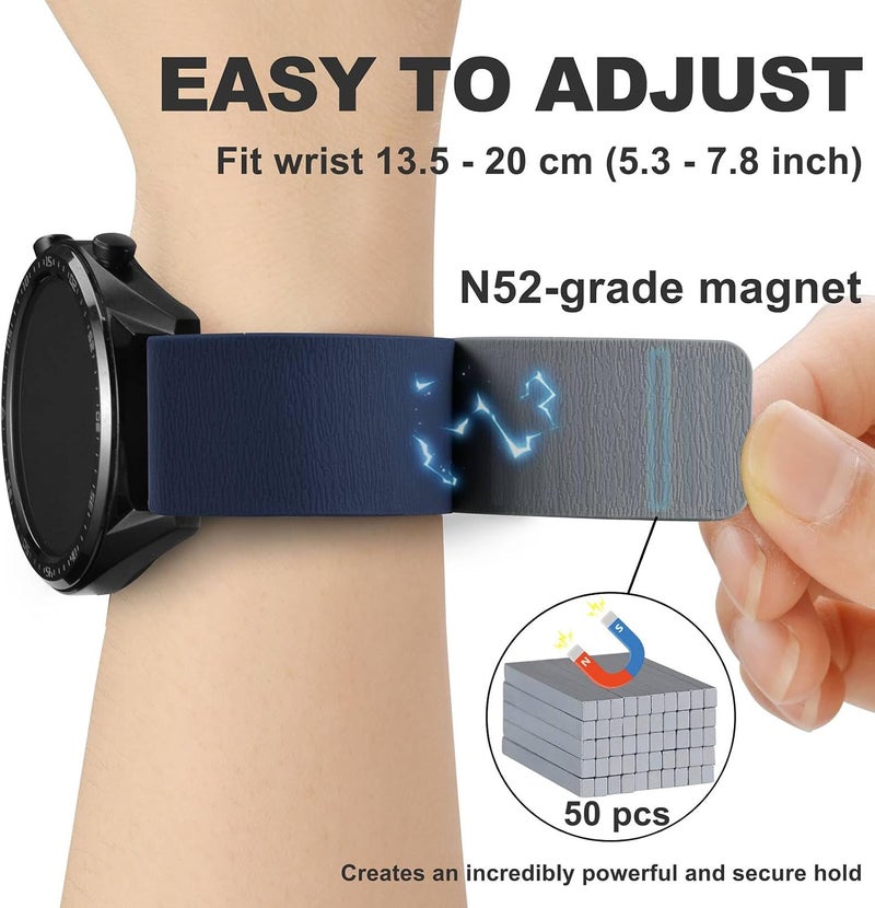 WOCCI Magnetic Watch Bands, Wood Grain Silicone, Quick Release, Compatible Watch Lug 20mm 22mm - Image 4