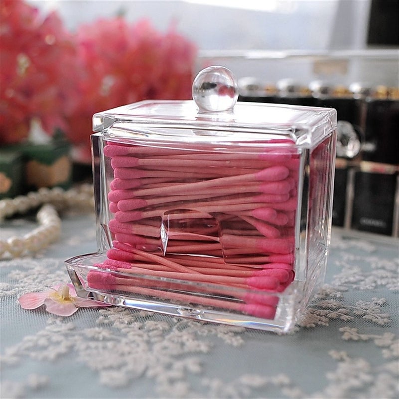 Sooyee Qtip Holder Restroom Organizer,Acrylic Q Tip Storage Organizer,Cotton Swab Holder,Qtip Dispenser,Clear - Image 3