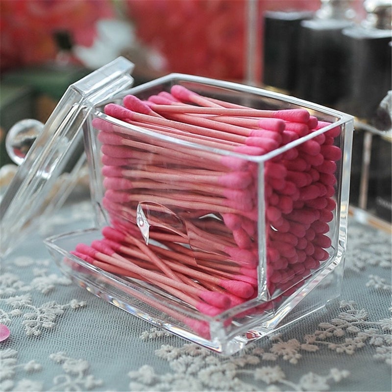 Sooyee Qtip Holder Restroom Organizer,Acrylic Q Tip Storage Organizer,Cotton Swab Holder,Qtip Dispenser,Clear - Image 5