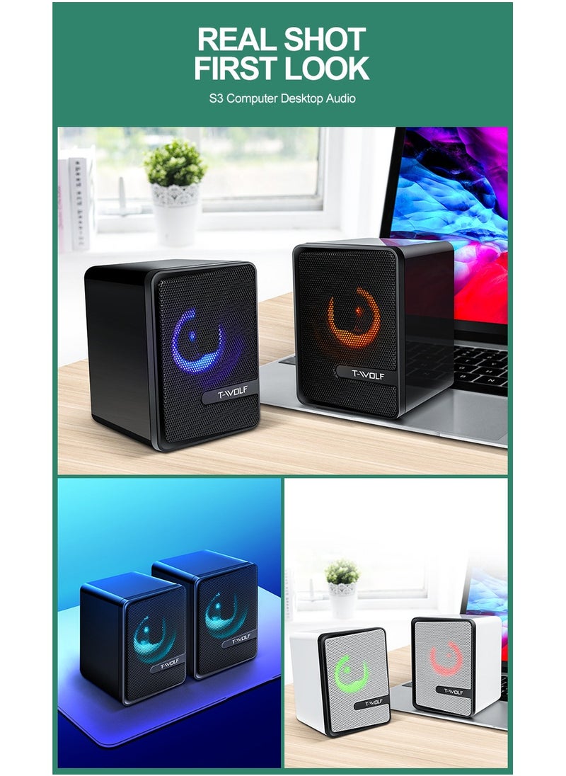 General - USB wired audio dual speakers computer speakers luminous stereo notebook desktop speakers - Image 1