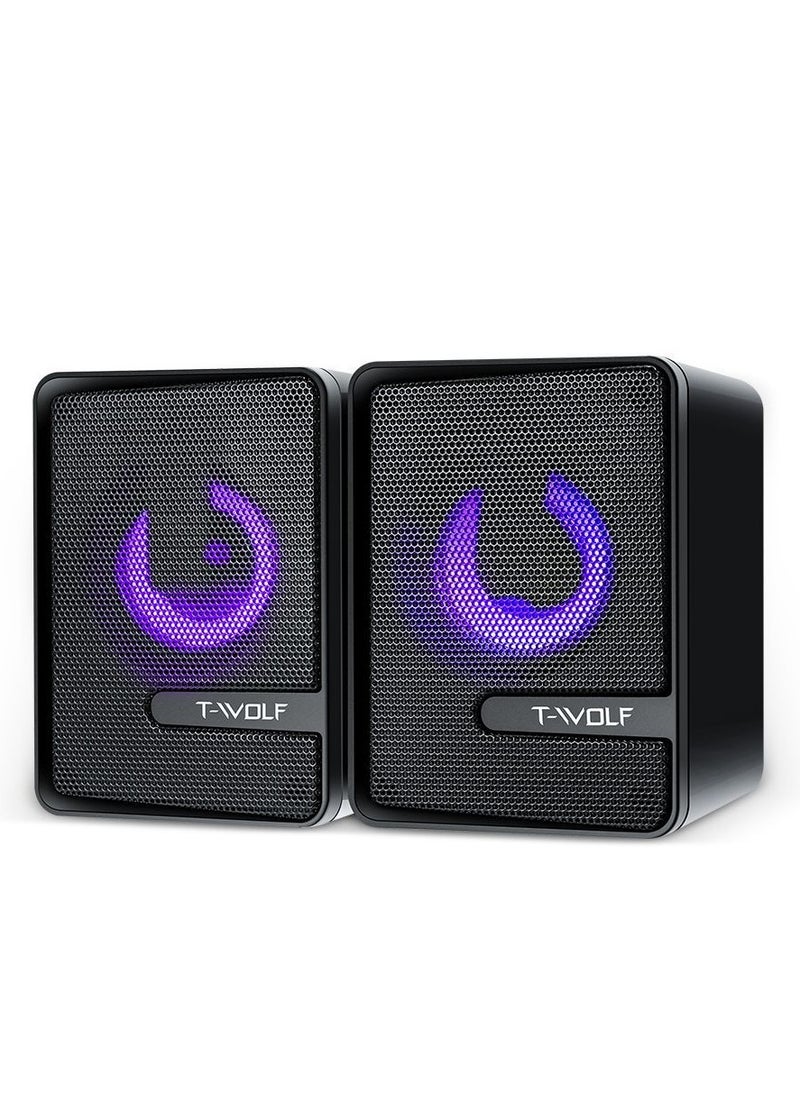 General - USB wired audio dual speakers computer speakers luminous stereo notebook desktop speakers - Image 1