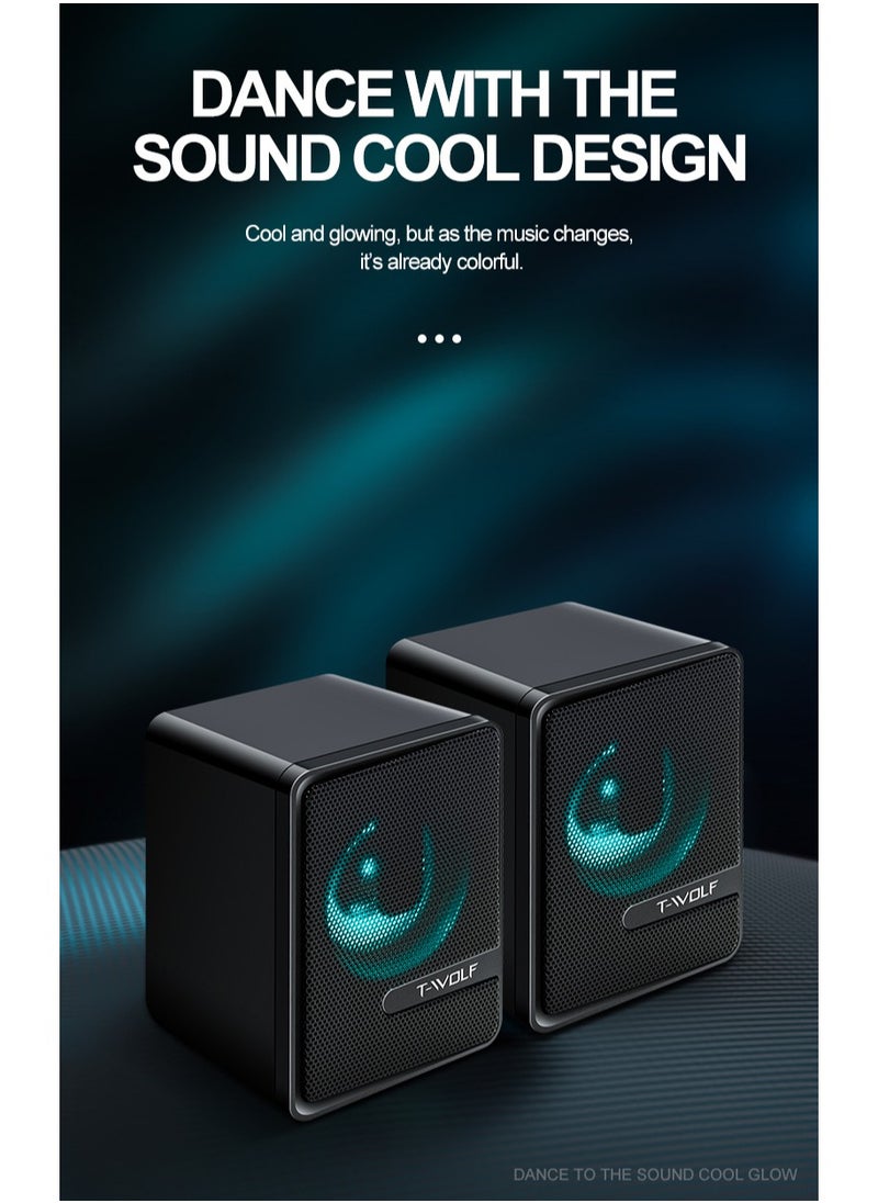 General - USB wired audio dual speakers computer speakers luminous stereo notebook desktop speakers - Image 1