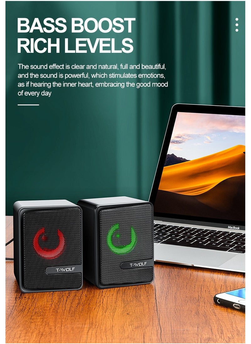 General - USB wired audio dual speakers computer speakers luminous stereo notebook desktop speakers - Image 1