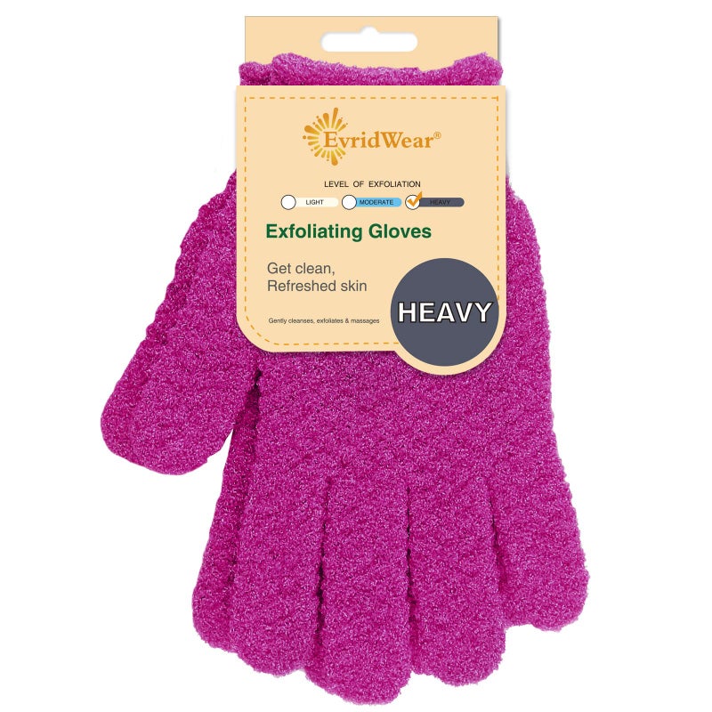 Evridwear Exfoliating Dual Texture Bath Gloves for Shower Spa Massage and Body Scrubs Dead Skin Cell Remover Gloves with Hanging Loop 1 Pair Innuendo Heavy Glove