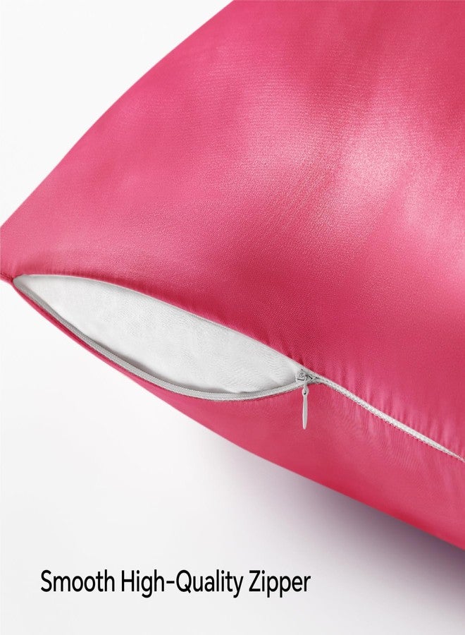 BEDELITE Satin Pillowcase with Zipper 2 Pack, Hot Pink Pillow Cases Standard Size, Super Soft and Cooling Similar to Silk Pillow Cases, Gift for Women Men(20x26 Inches) - Image 5