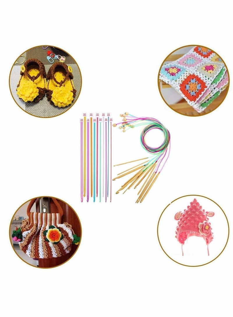 Y&D 23 PCS Crochet Hook Set, 11 Tunisian Afghan Aluminum Knitting Needles Set (2mm to 8mm), 12 Bead Carbonized Bamboo Needle Hook, Sweater Kits for Beginners - Image 5