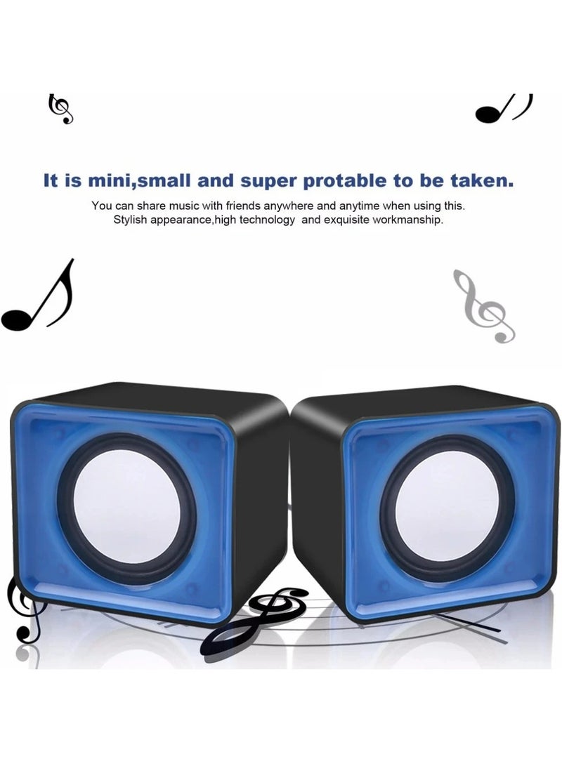 AROAQ سماعات كمبيوتر صغيرة، مكبر صوت متعدد الوسائط محمول وخفيف الوزن، مكبر صوت USB أنيق ومتين، مكبر صوت قوي مزدوج الصدمات للكمبيوتر المحمول، (أبيض) - Image 4