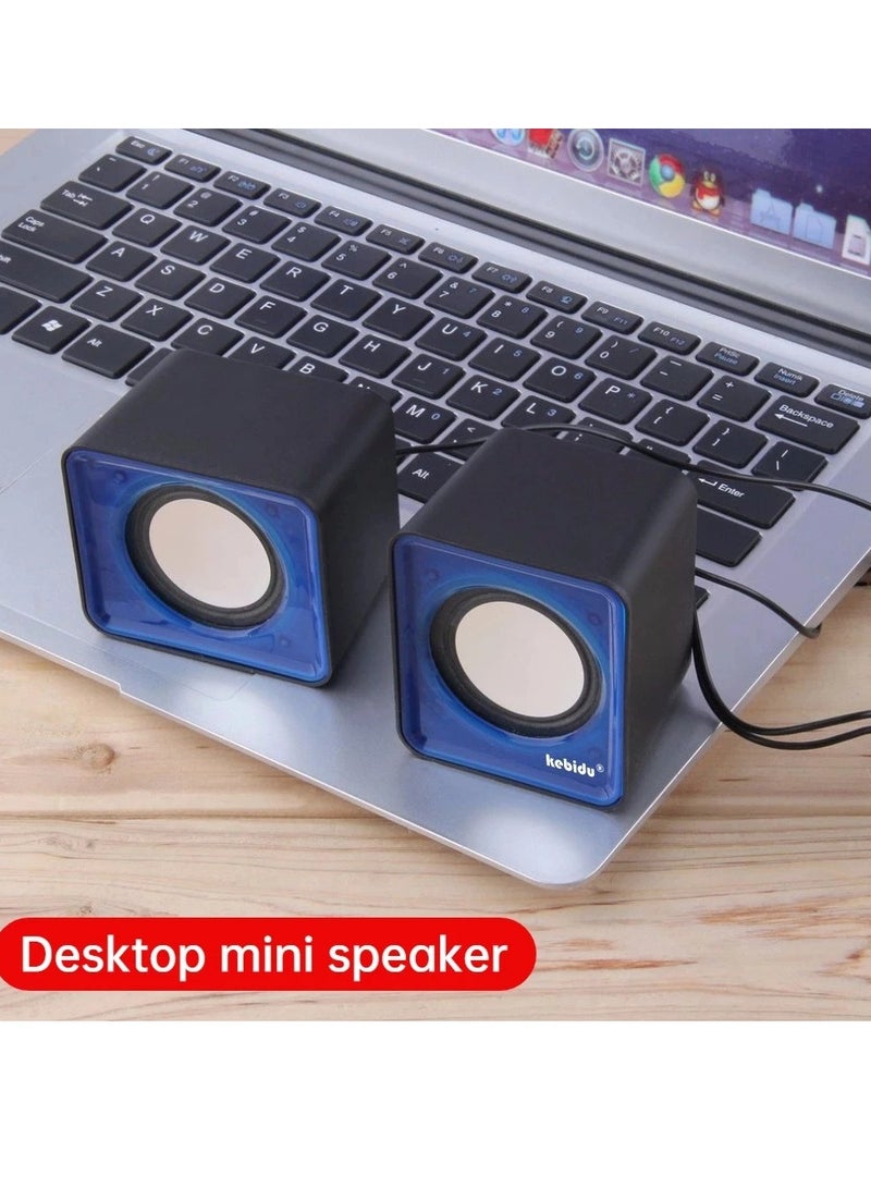 AROAQ سماعات كمبيوتر صغيرة، مكبر صوت متعدد الوسائط محمول وخفيف الوزن، مكبر صوت USB أنيق ومتين، مكبر صوت قوي مزدوج الصدمات للكمبيوتر المحمول، (أبيض) - Image 2