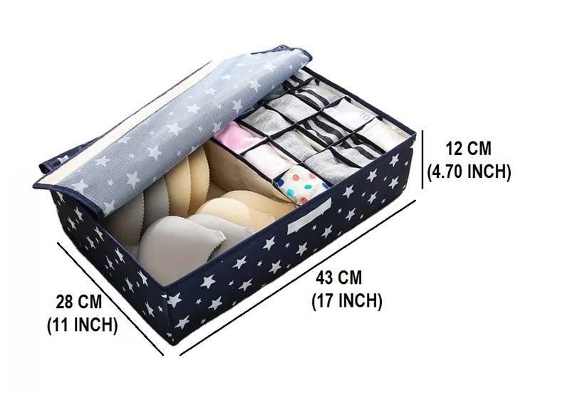 Bluwings Underwear Folding Storage Box Home Storage Drawer Save Space Closet Organizers with Lid for Wardrobe Blue Star - Image 5