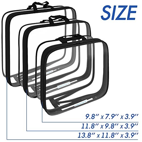 Olanmark Clear Compression Packing Cubes 3 Set - Large See-Through Plastic Suitcase Bags for Travel - Luggage Compressable Organizers - Transparent PVC Collapsible Cosmetic Bag for Backpack Black - Image 3