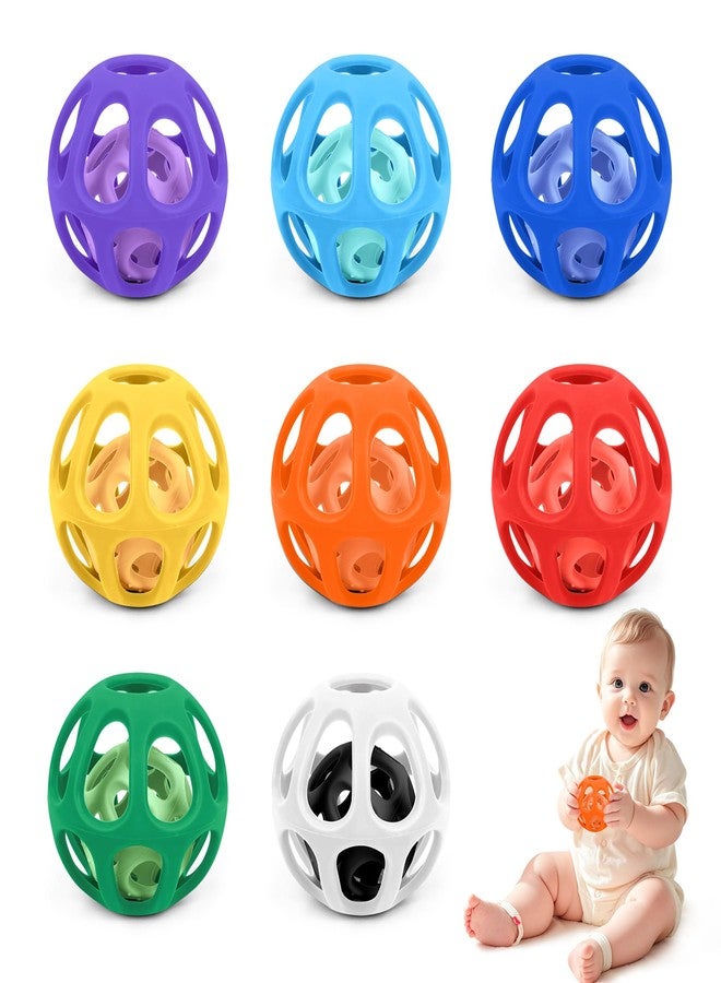 MCGMITT Baby Ball Toy with Holes, 8PCS Easy Grip Food Grade Silicone Baby Toys 0-6 Months, Colorful Soft BPA Free Montessori Baby Teethers 6-12 Months, Stretchy Newborn Infant Sensory Balls - Image 1