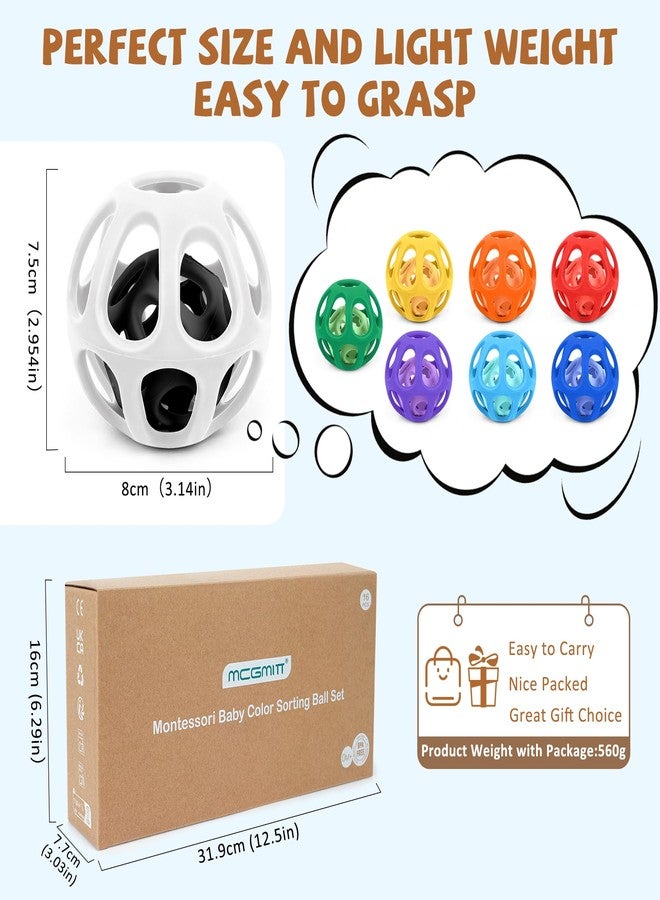 MCGMITT Baby Ball Toy with Holes, 8PCS Easy Grip Food Grade Silicone Baby Toys 0-6 Months, Colorful Soft BPA Free Montessori Baby Teethers 6-12 Months, Stretchy Newborn Infant Sensory Balls - Image 3