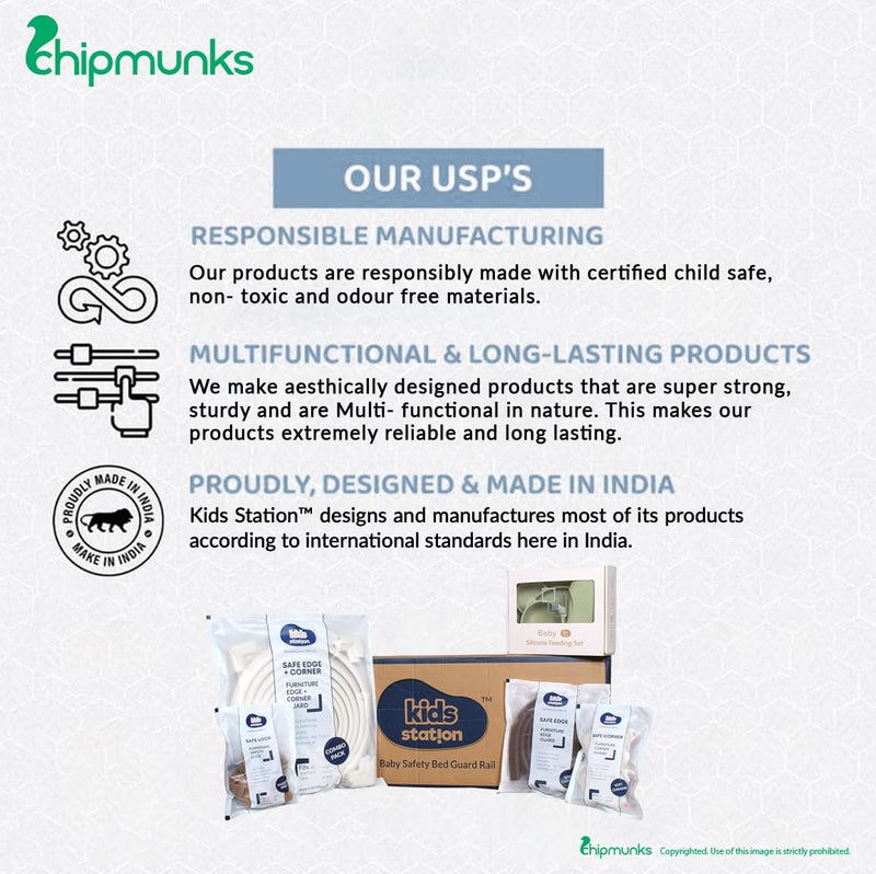Chipmunks Furniture Safety Locks for Kids, Made in India Child Safety, Locks for Drawers, Cabinets, Fridge, Cupboard Lock, Strong and Adhesive Safety Locks (4 Grey + 4 Beige) - Image 2