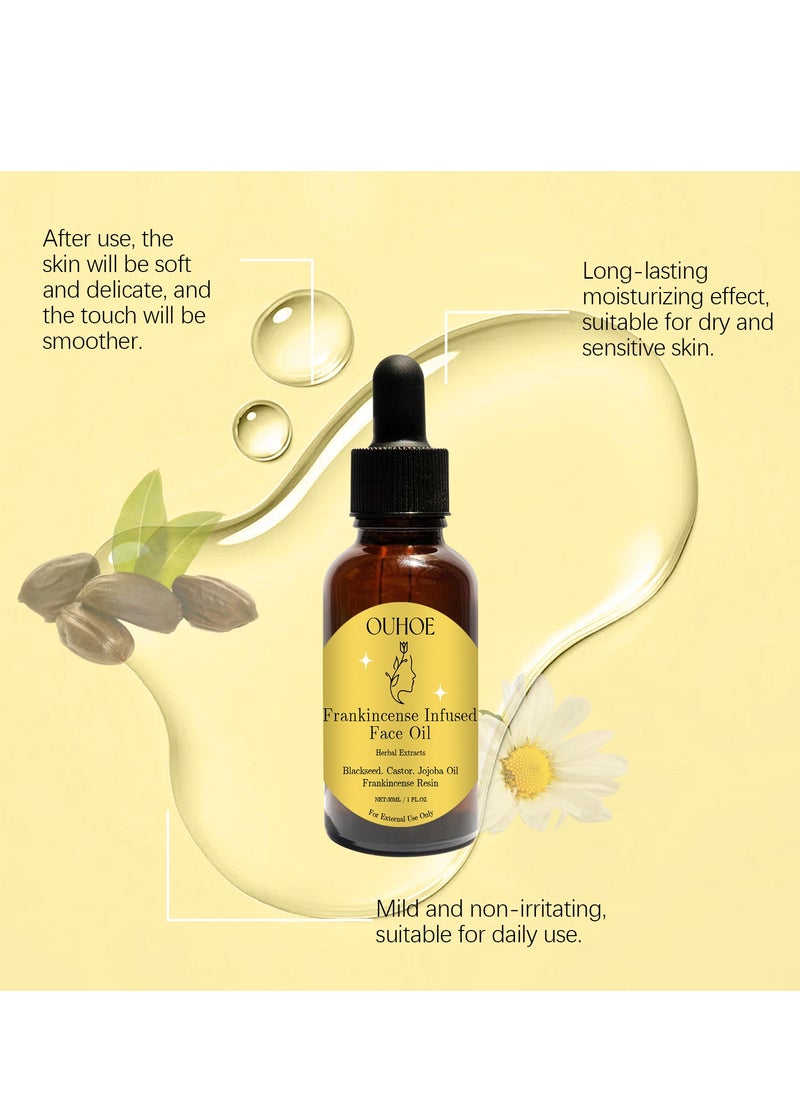 OUHOE - Frankincense Resin Oil For Face,30ML Frankincense Resin Infused Oil For Face,Organic Black Seed Castor & Jojoba Oils,Frankincense Resin Oil Essential,Cold Pressed Serum Anti-Aging Wrinkle - Image 1