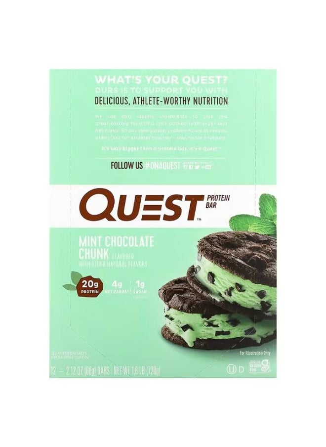 QUEST NUTRITION Quest Nutrition Protein Bar Mint Chocolate Chunk 12 Bars 2.12 oz (60 g) Each 