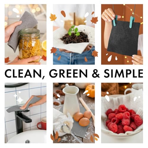 SUPERSCANDI 10 Pack Swedish Dishcloths for Kitchen - 100% Biodegradable & Compostable Reusable Paper Towels Washable, Food-Safe & Without Plastic - Dish Rags Suitable for Any Surface, Grey - Image 4