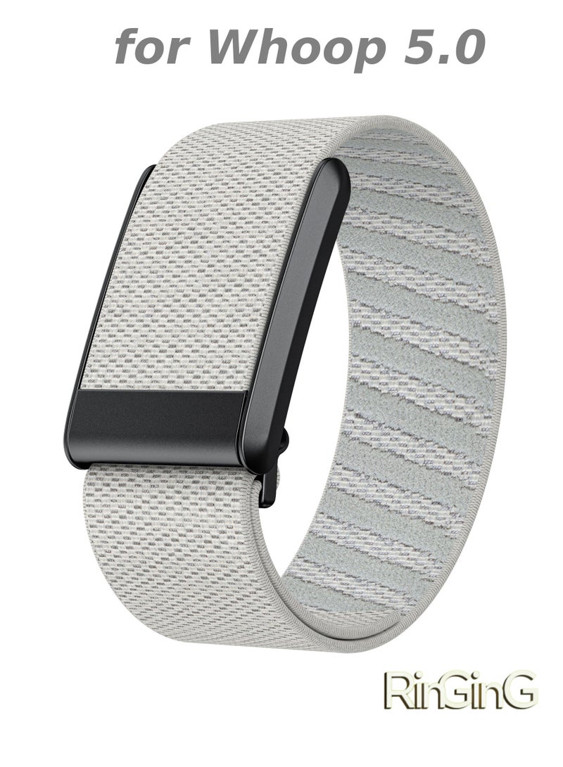 Generic Breathable Elastic Wristband for Whoop 5.0 – Durable adjustable woven strap with moisture-wicking nylon blend, engineered for round-the-clock wear during sleep monitoring, gym workouts, and activity tracking. Combines breathable comfort and strap adjustability for seamless band replacement. Tool-free installation. - Image 1