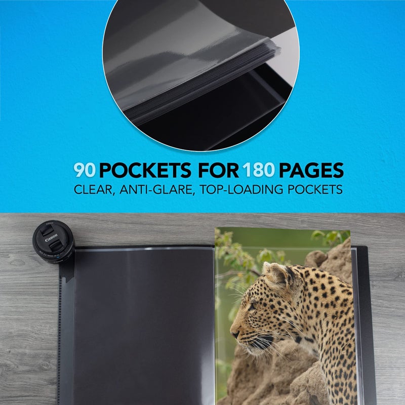 Itoya Original Art ProFolio 8.5x11 Black Art Portfolio Binder with Plastic Sleeves with 180 Pages - Portfolio Folder for Artwork with Clear Sheet Protectors - Presentation Book for Art Display - Image 4