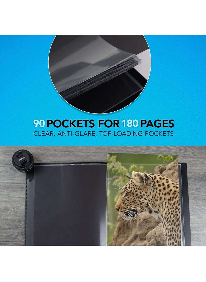 ITOYA Itoya Original Art ProFolio 8.5x11 Black Art Portfolio Binder with Plastic Sleeves with 180 Pages - Portfolio Folder for Artwork with Clear Sheet Protectors - Presentation Book for Art Display  - Image 4