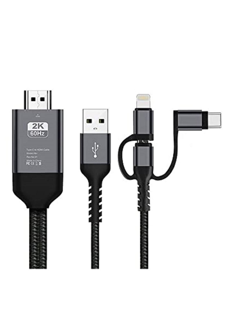 NIBEMINENT 3 in 1 2M HDMI Cable HDTV Adapter AV Cable  - Image 1