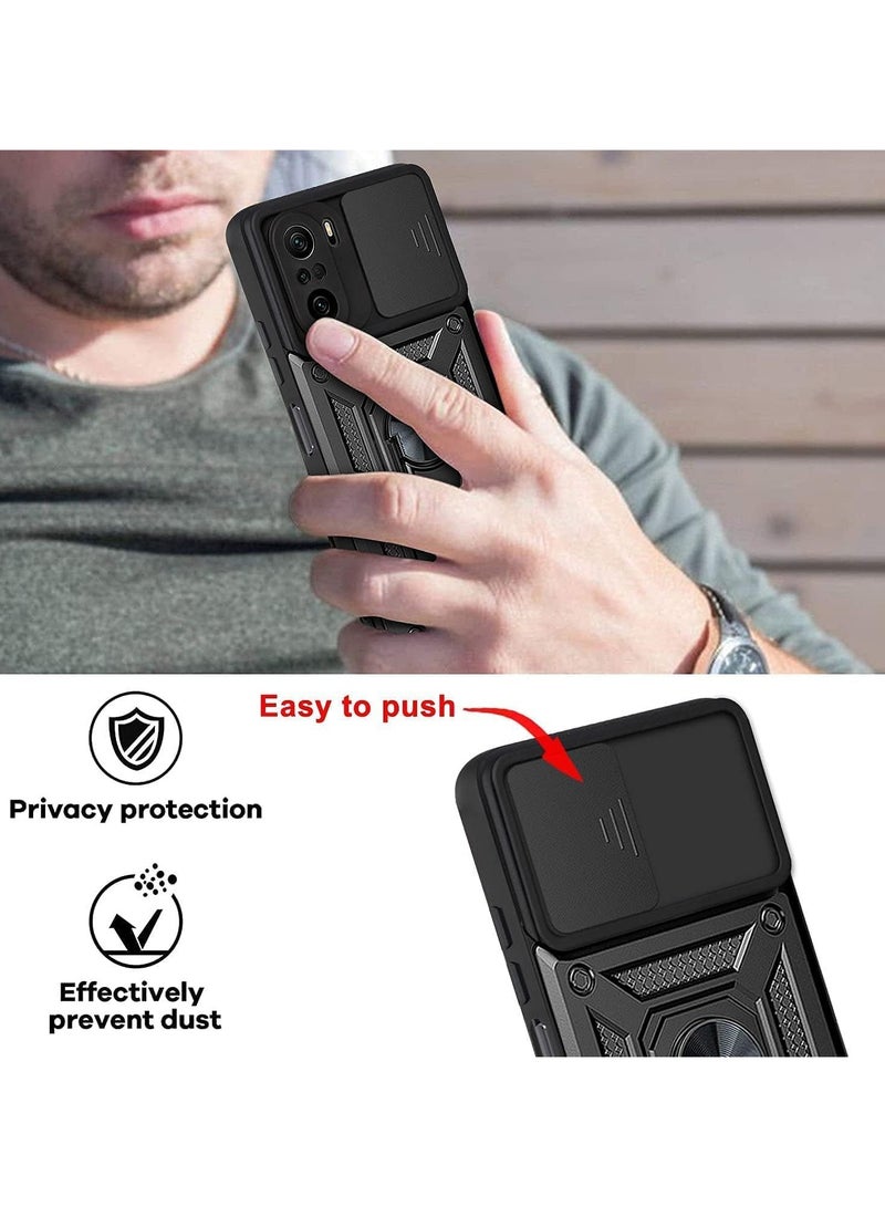Case Cover Shockproof Window Protective Case with Camera Protection and Metal Ring Compatible with   Poco F3 /k40 (Black) - Image 2