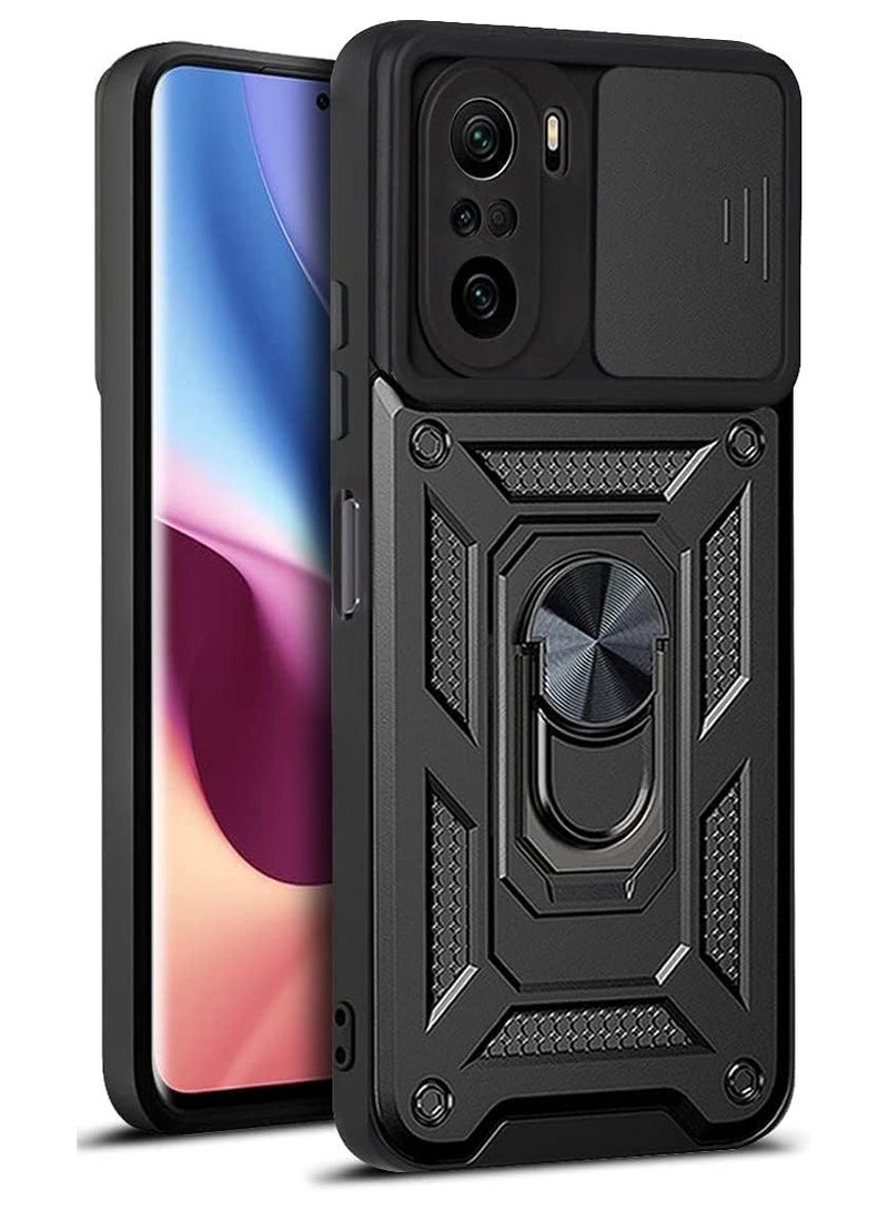 Case Cover Shockproof Window Protective Case with Camera Protection and Metal Ring Compatible with   Poco F3 /k40 (Black) - Image 5