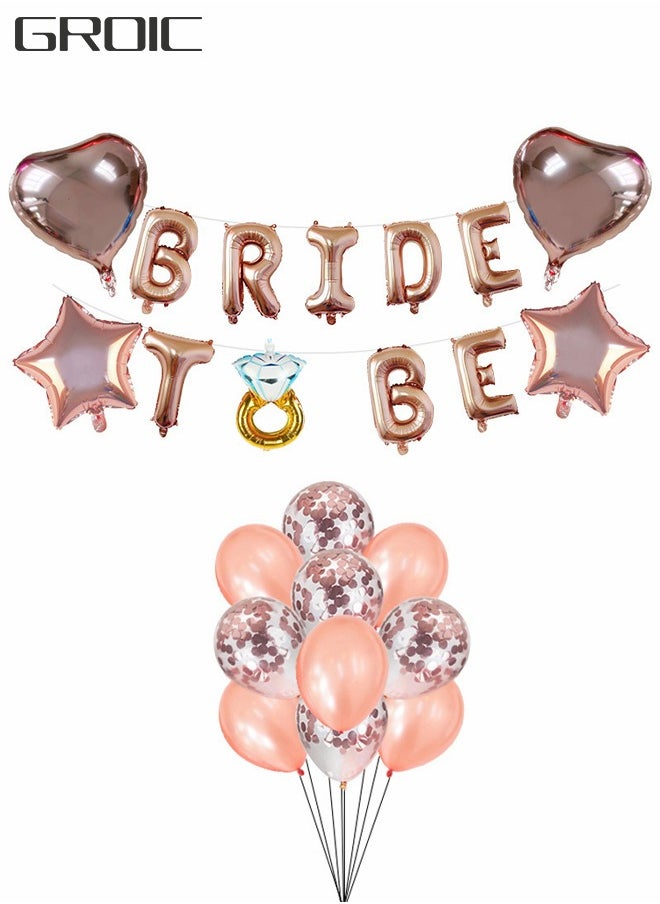 GROIC Engagement Decoration Balloons, BRIDE TO BE Balloons Wedding Proposal Decorations, Bachelor Party Decorations, Rose Gold Balloons Clear Balloons Set  - Image 1