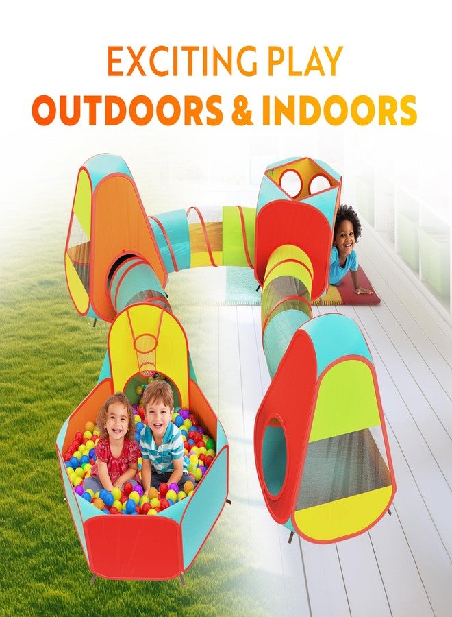 Playz 7pc Kids Play Tent with 1 Big Ball Pit for Babies, 3 Play Tunnel for Toddlers, and 3 Pop Up Tents Playhouse Bundle, Best Birthday Gift for Boys & Girls, Indoor & Outdoor Use Portable Play Center - Image 3