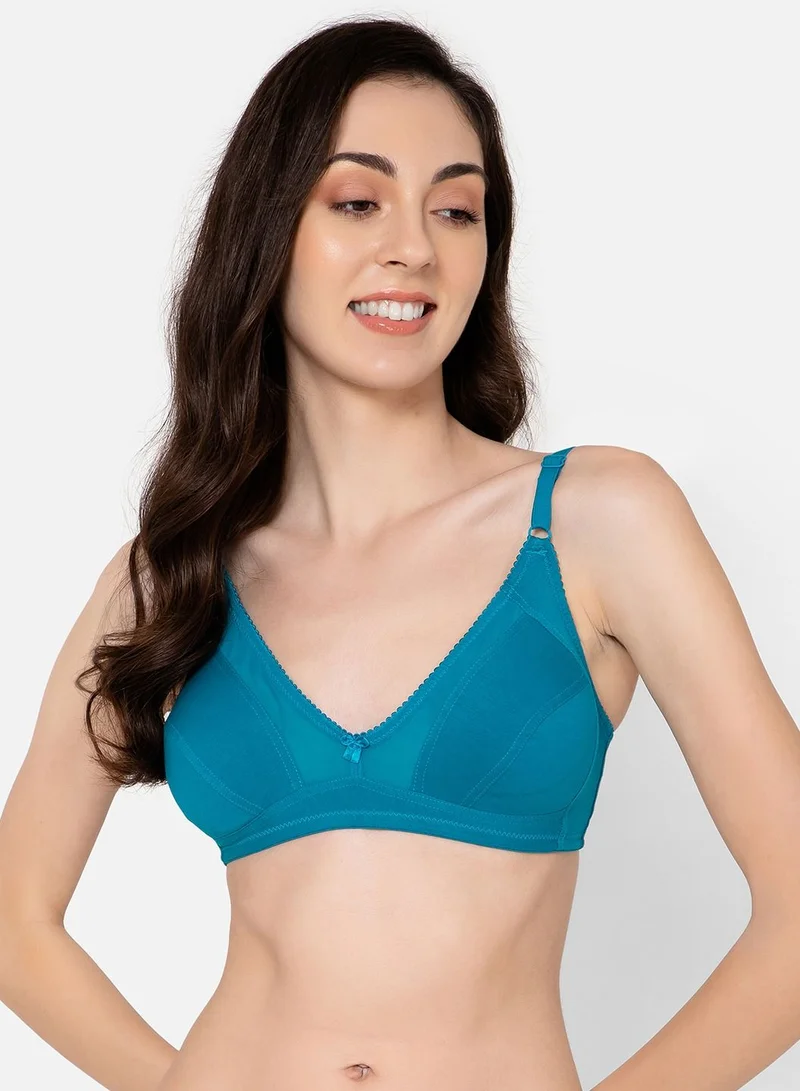 كلوفيا Clovia Non-Padded Non-Wired Full Cup Bra In Sky Blue - Cotton