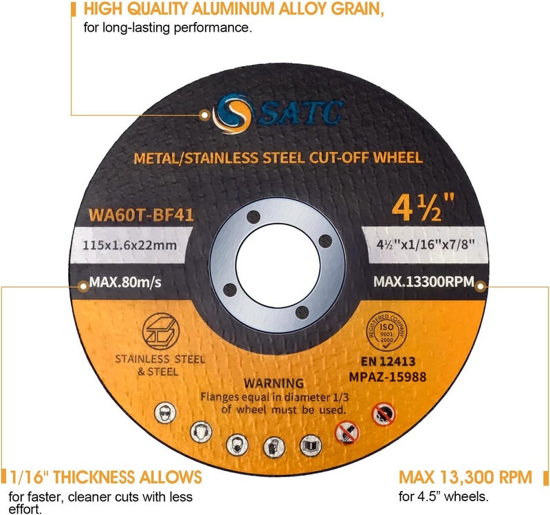 S SATC 25 قطعة من عجلات القطع 4 1/2 بوصة لآلة الطحن الزاوية - Image 3