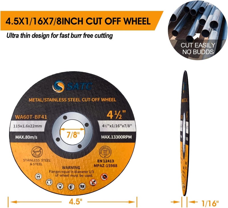 S SATC 25 قطعة من عجلات القطع 4 1/2 بوصة لآلة الطحن الزاوية - Image 2