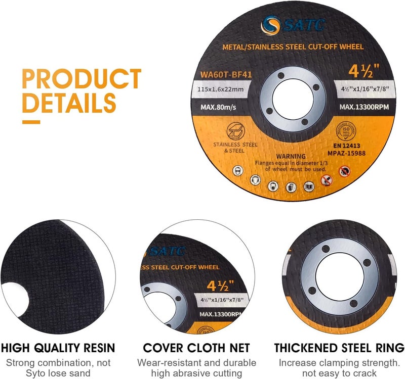 S SATC 25 قطعة من عجلات القطع 4 1/2 بوصة لآلة الطحن الزاوية - Image 4