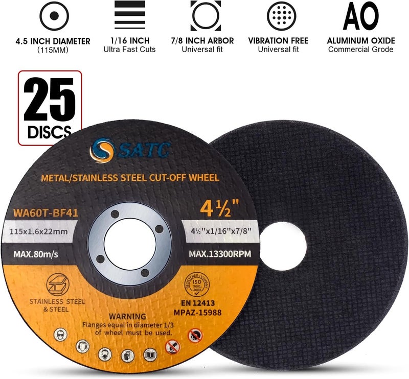 S SATC 25 قطعة من عجلات القطع 4 1/2 بوصة لآلة الطحن الزاوية - Image 5