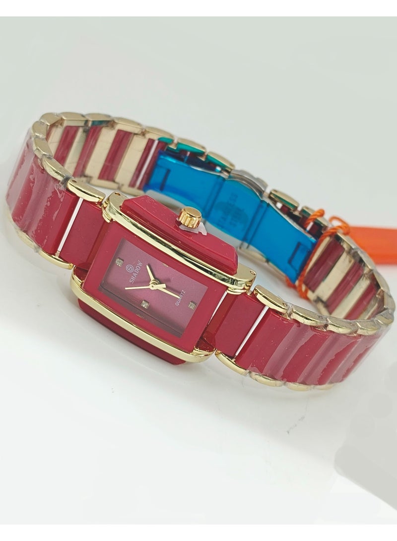 شادو ساعات زوجية شادو فاخرة - طقم أنيق بتصميم مستطيل ولون ثنائي - Image 4