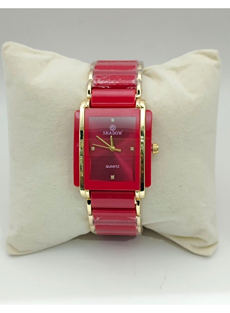 شادو ساعات زوجية شادو فاخرة - طقم أنيق بتصميم مستطيل ولون ثنائي - Image 3