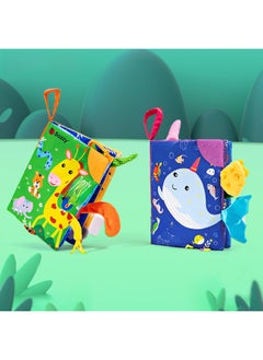 Generic SOZZY Baby Early Education Can't Tear Baby Cloth Book Tooth Glue Ring Paper Tail Cloth Book Baby Toys Wholesale-Color:Fresh Farm Tail Cloth Book-Pure English  - Image 2
