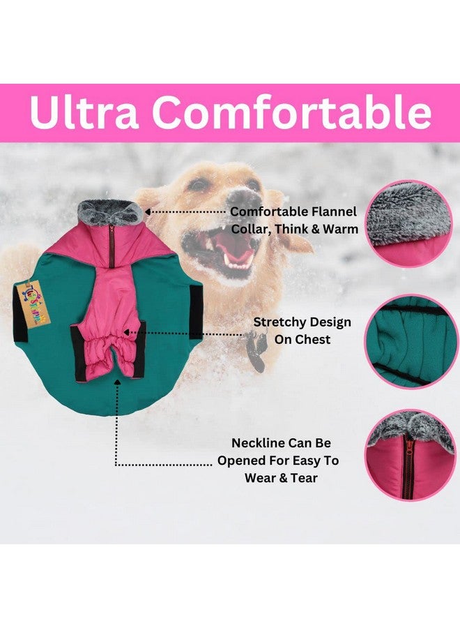 Windproof Dog Winter Fur Coat, Waterproof Dog Jacket, Warm Dog Vest, Cold Weather Pet Apparel With 2 Layers Fleece Lined For Small Medium Large Dogs (Medium- 18 Inches) (Pink)
