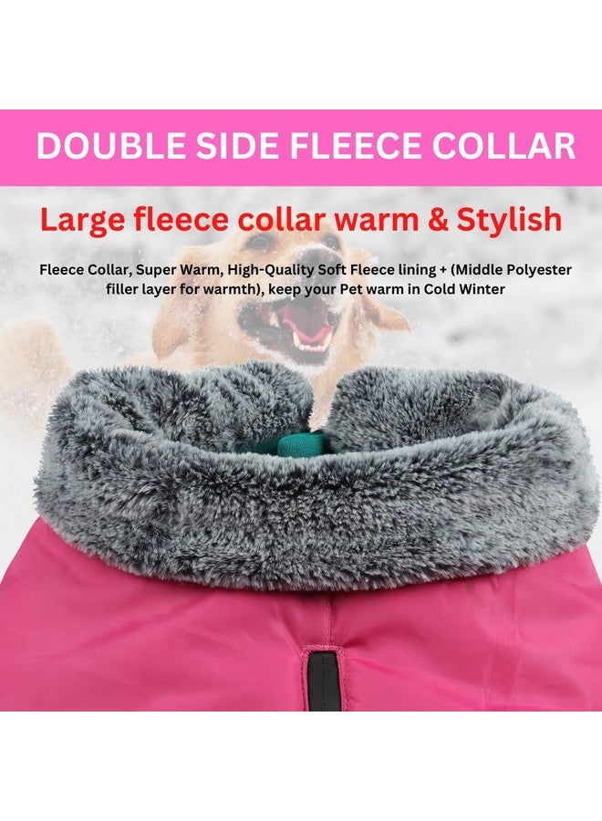 Windproof Dog Winter Fur Coat, Waterproof Dog Jacket, Warm Dog Vest, Cold Weather Pet Apparel With 2 Layers Fleece Lined For Small Medium Large Dogs (Medium- 18 Inches) (Pink)
