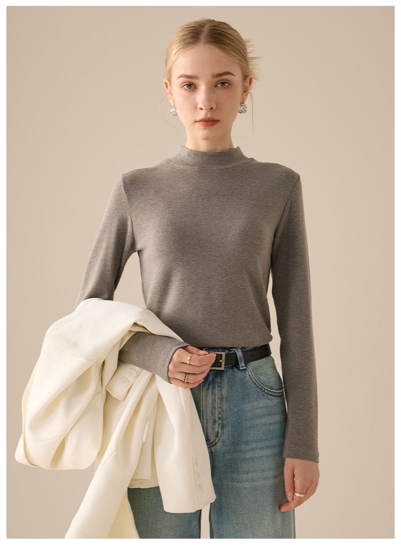 NIBEMINENT Women's Fleece Polo/Turtle Neck Top Heated Inner Long Sleeve Autumn Knitwear Base Shirt Suitable For Outerwear - Image 1