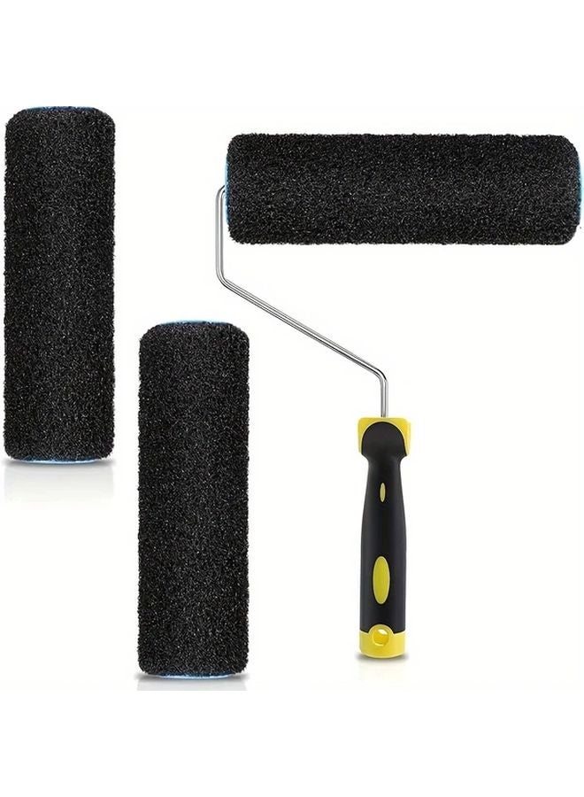 3pcs 9 Inch Drywall Paint Roller Covers Black Nylon Textured Surface 1 8 Nap Height - Image 2